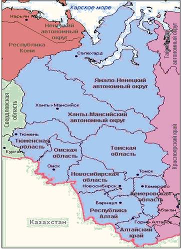 Западно сибирский экономический район контурная карта