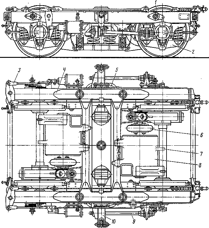 Центральное подвешивание моторного вагона