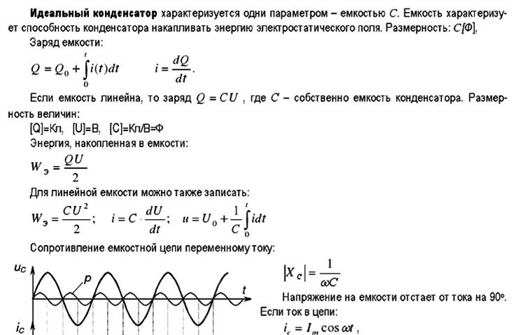 Если заряд конденсатора идеального. Идеальный конденсатор. Математическая модель конденсатора. Емкость идеального конденсатора. Цепь с идеальным конденсатором.