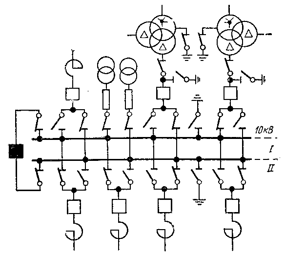 Схема ру. Схема с двумя системами шин с шиносоединительным выключателем. Схема ру 10 кв две секции шин. Схема ру 10 кв с вакуумными выключателями. Схема ру 10 кв.