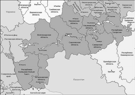 Поволжский район контурная карта