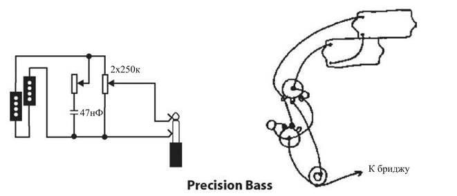 Бас гитары схема электрическая