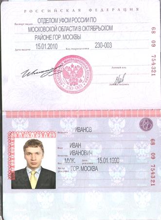 Данные паспортов россии