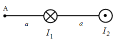 Три параллельных длинных. Если i1 = 2 i2, то вектор индукции b  результирующего поля в точке а. Длинный проводник с током чертеж. Проводники расположены перпендикулярно плоскости чертежа.. Перпендикулярно плоскости чертежа.