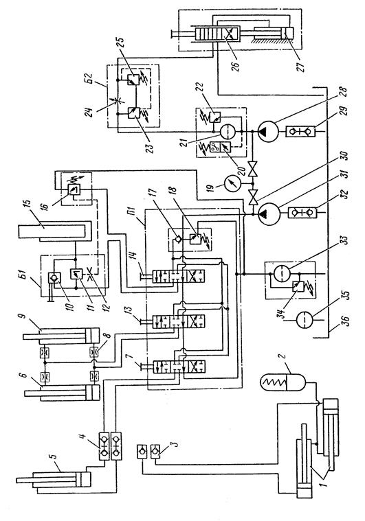 Принципиальная гидравлическая схема фронтального погрузчика