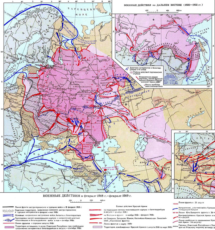 Карта россии гражданская война