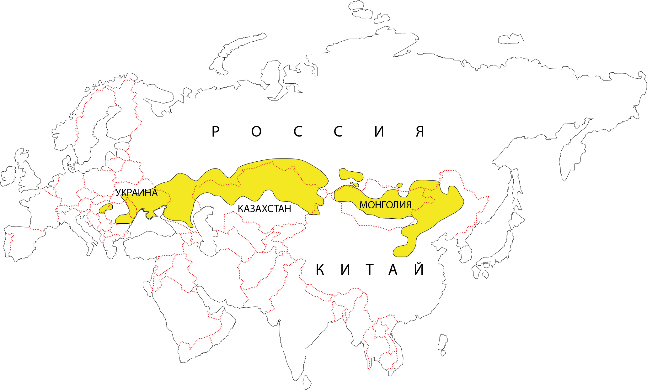 Зона степей на карте Евразии