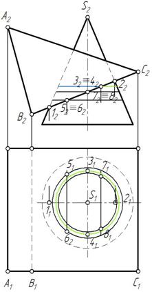 Построить фронтальную проекцию треугольника abc лежащего в плоскости заданной параллельными прямыми