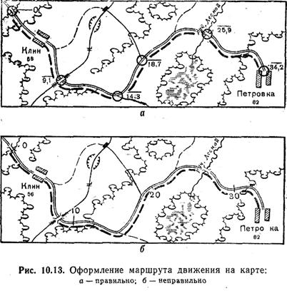 Карта движения с направлением движения