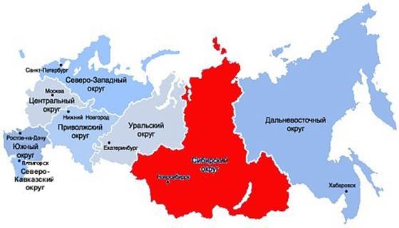 Карта регионов сибири