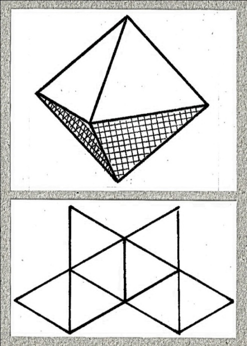 Собранный октаэдр. Правильный октаэдр схема. Тетрагемигексаэдр развертка. Развертка правильного октаэдра. Октаэдр развертка для склеивания а4.