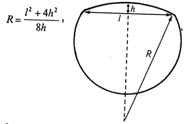 Высоты сегмента круга. Радиус круга по хорде и высоте сегмента. Радиус по сегменту. Измерение радиуса дуги. Хорда и высота сегмента.