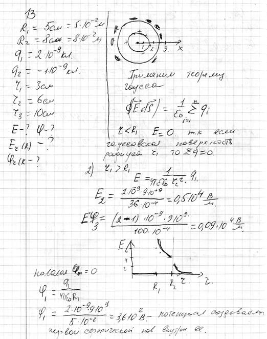 Определите заряд сферы если потенциал. Двумя концентрическими сферами радиусами r и 2r. Q1=0,2 q2=0,8 r=60см f-?. Две концентрические заряженные сферы. Поле создано двумя равномерно заряженными концентрическими сферами.