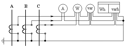 Схема подключения трансформаторов тока к амперметру