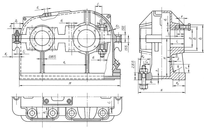 Чертеж корпуса редуктора