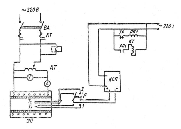Электрическая схема установки печи сопротивления