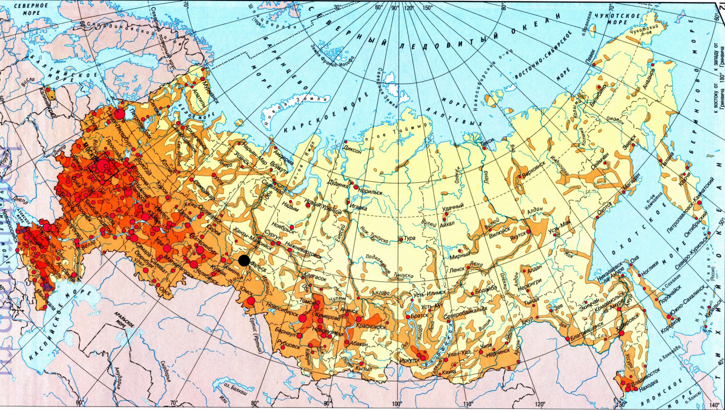 Карта россии с плотностью населения