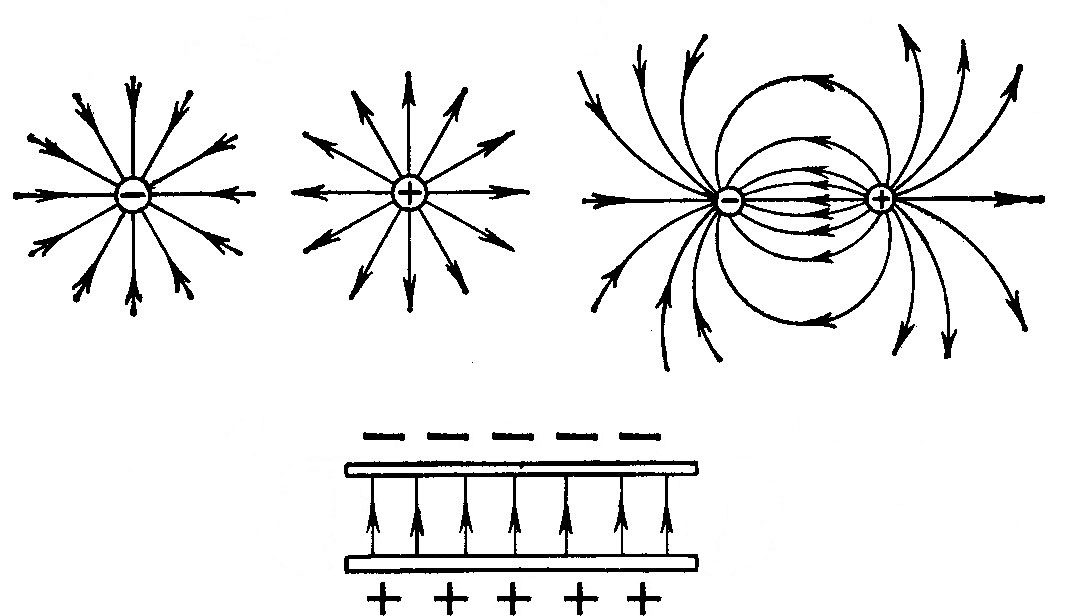 На рисунке изображены силовые линии электрического поля