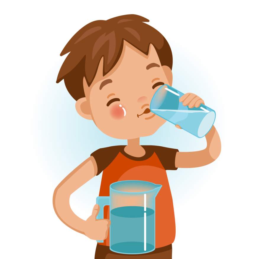 Рисунок мальчик пьет воду