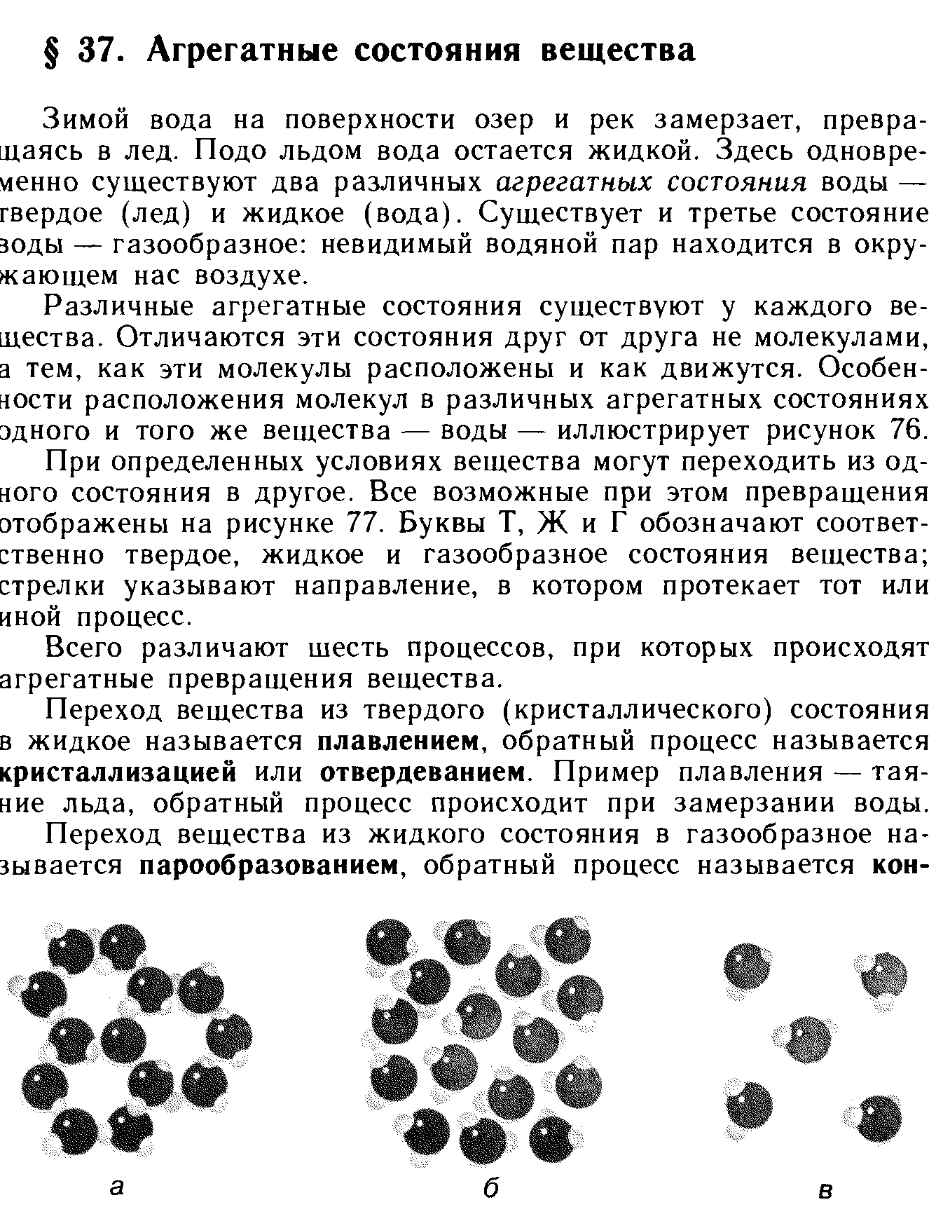 Расположение молекул в разных агрегатных состояниях вещества