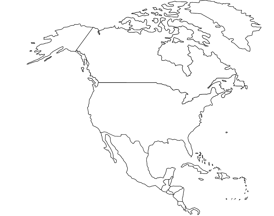 Страны и столицы северной америки контурная карта. Контурная карта Северной Америки с границами государств. Политическая контурная карта Северной Америки. Северная Америка материк контурная карта. Политическая контурная карта Северной Америки 7 класс.