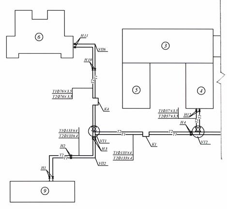 Монтажная схема тепловой сети
