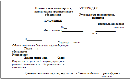 Образец положение о структурном подразделении ооо образец