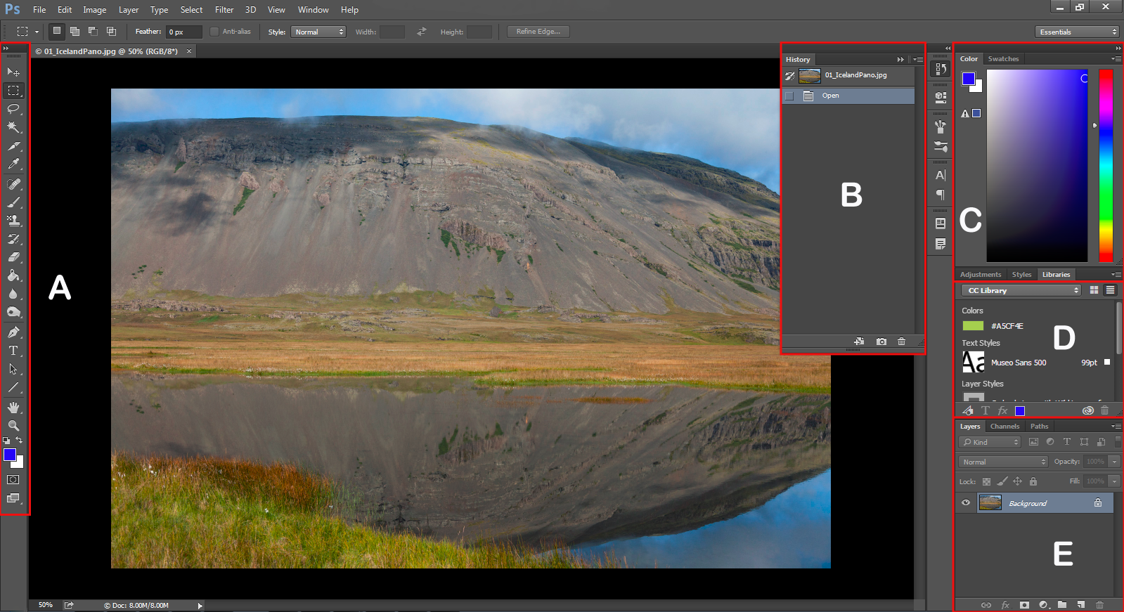 Как открыть уже существующее изображение с помощью adobe photoshop