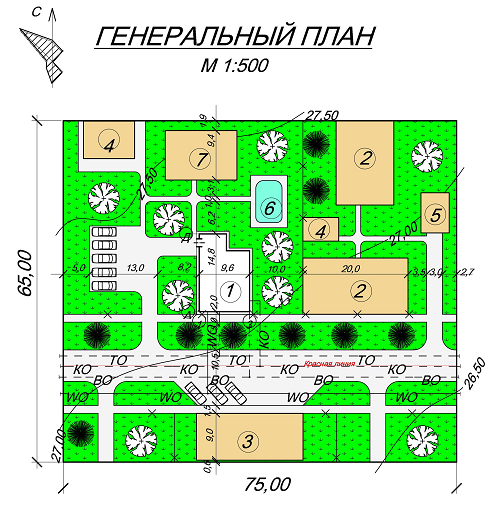 Чертеж генплан многоэтажного жилого дома