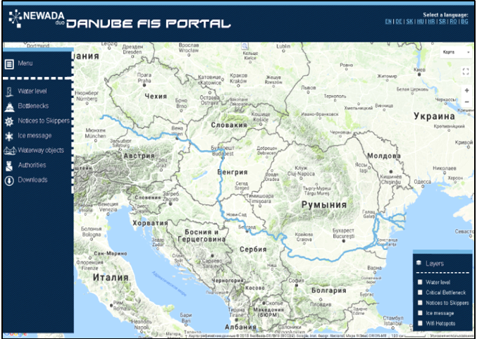 Карта реки дунай со странами