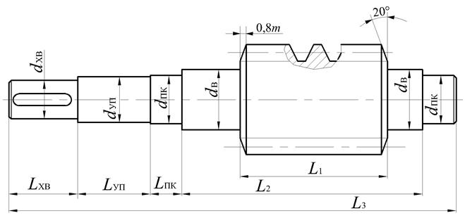 Вал червячный цилиндрический чертеж