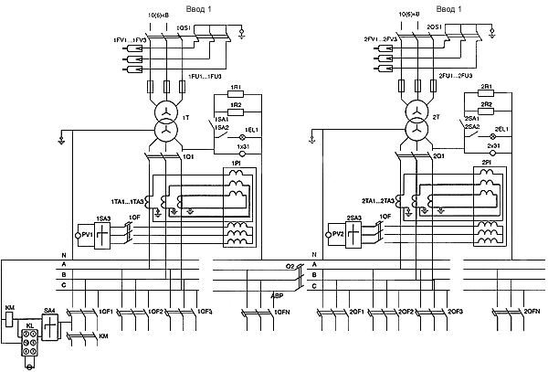 Схема двухтрансформаторной ктп
