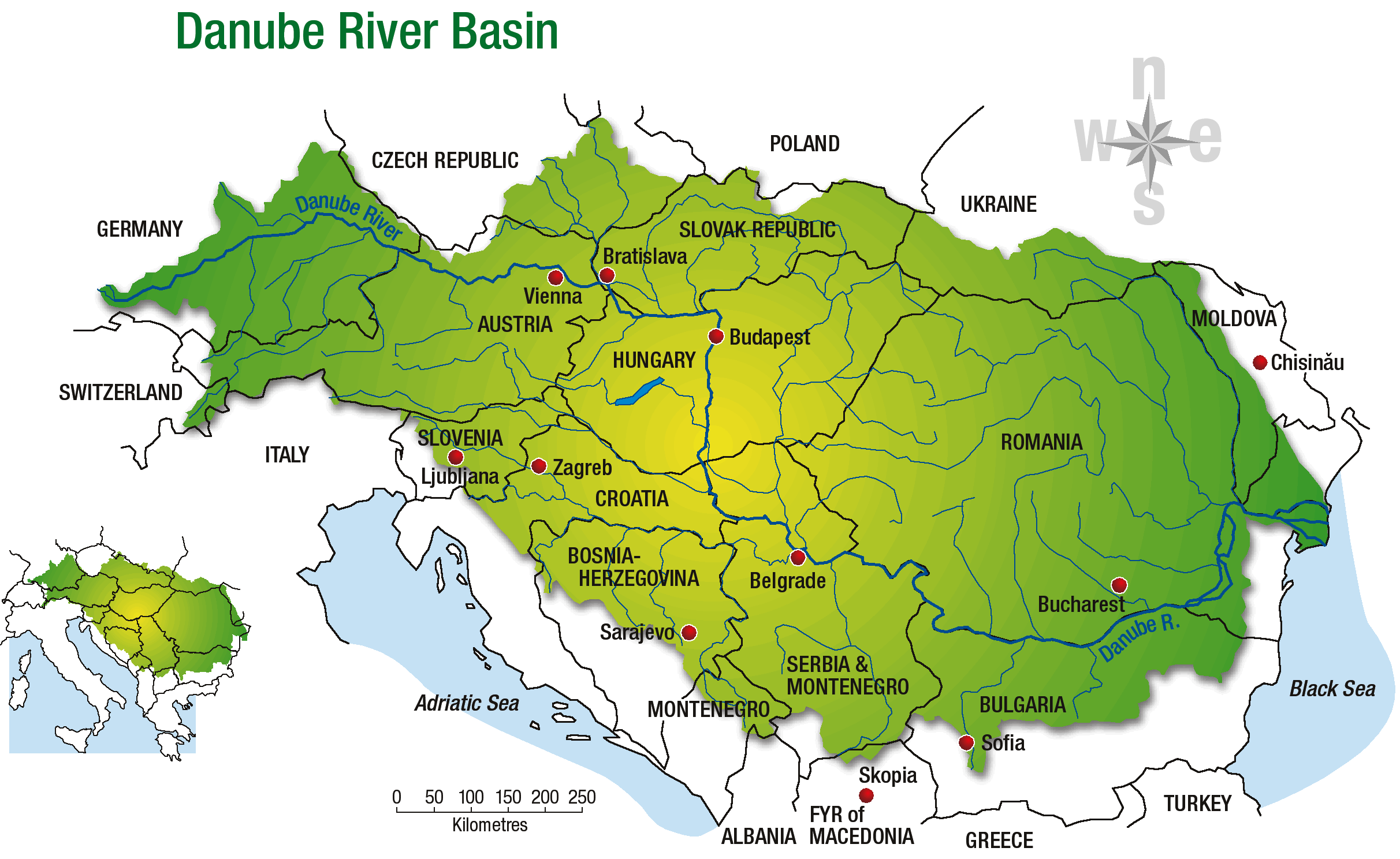 Река дунай на карте