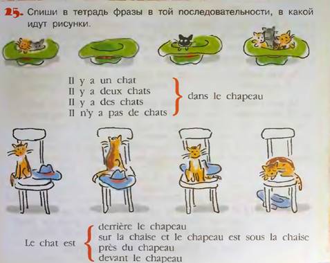 Спиши в тетрадь фразы в той последовательности в какой идут рисунки французский язык