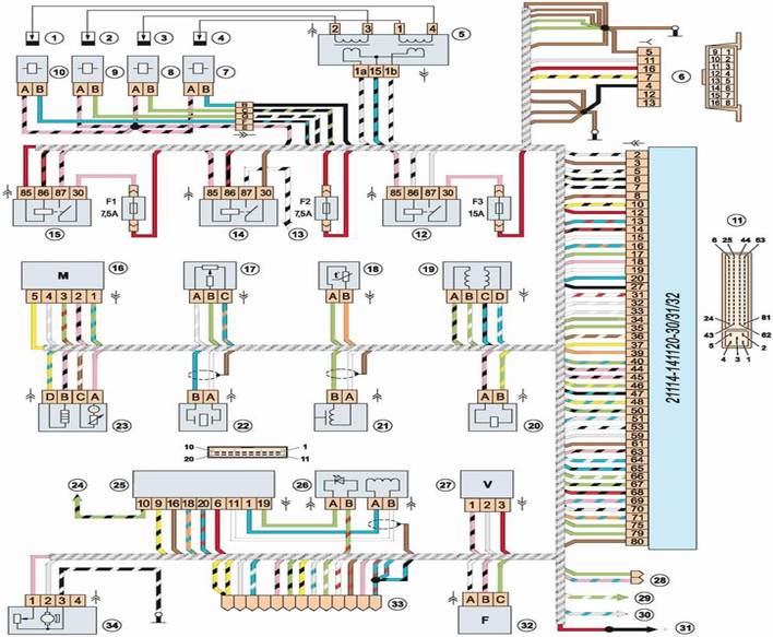 Схема эбу ваз 2114