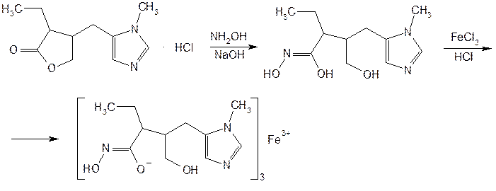 Реакция подлинности пилокарпина гидрохлорида. Пилокарпина гидрохлорид реакции. Пилокарпина гидрохлорид с нитропруссидом натрия. Пилокарпина гидрохлорид качественные реакции. Гидрохлорид фармакологическая группа