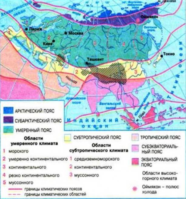 В каком поясе расположена большая часть евразии. Карта климатических поясов Евразии. Климатические пояса и области Евразии карта. Умеренный климатический пояс Евразии. Климатические пояса и области зарубежной Евразии.