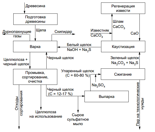 Технологическая схема производства целлюлозы