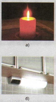 Какие источники света изображены на рисунке 127. Свеча люминесцирующий тепловой.