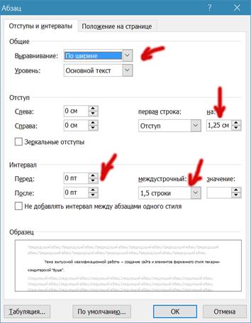 Как сделать абзацный отступ 1.25