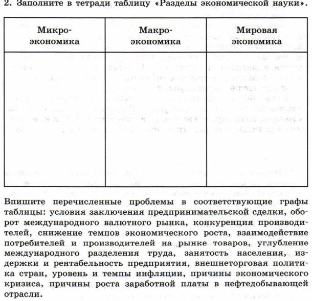 Заполните в тетради таблицу основные научные