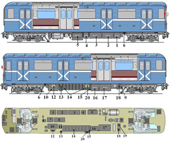 Чертеж вагона метро типа е