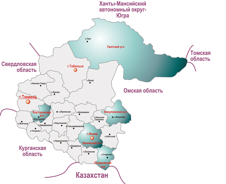 Карта тюмени и тюменской области